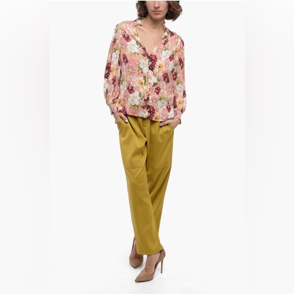 Alice + Olivia Floral-Printed Blouse with Jewel Buttons (size M) - Picture 2 of 13